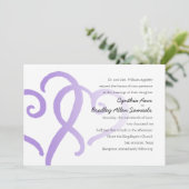 Hochzeit von zwei einfachen Herzen Lila Einladung (Stehend Vorderseite)