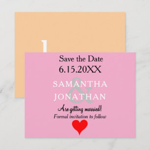 Hochzeit Vormerkung Pink Beige Rotes Herz Save The Date