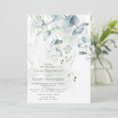 Hochzeit | Waldland Greenery Boho Eucalyptus Invit Einladung (Stehend Vorderseite)