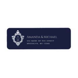 Hochzeit Wappen Navy Blue Monogram Vintag Elegant