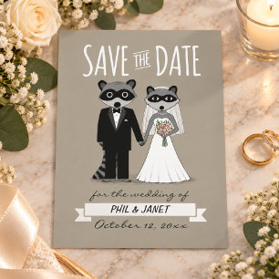 Hochzeit Waschbären Termin merken Ankündigungspostkarte