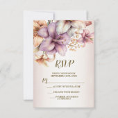 Hochzeit Wasserfarbe Boho Rosa Blume Elegant RSVP Karte (Vorderseite)