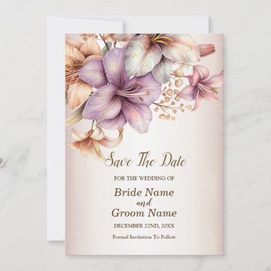 Hochzeit Wasserfarbe Boho Rosa Blume Elegant Save The Date (Vorderseite)