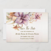 Hochzeit Wasserfarbe Boho Rosa Blume Elegant Save The Date (Vorderseite)