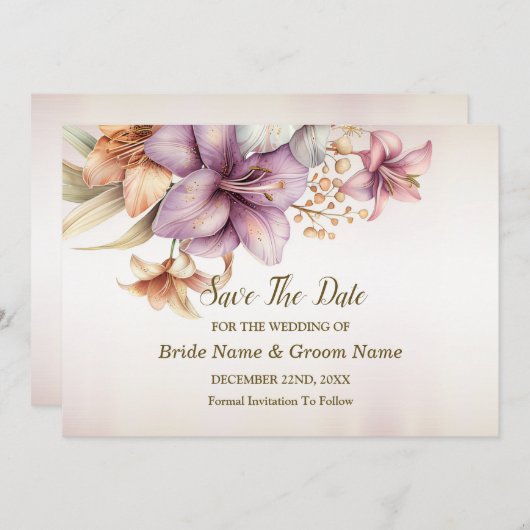 Hochzeit Wasserfarbe Boho Rosa Blume Elegant Save The Date (Vorne/Hinten)