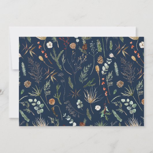 Hochzeit Wasserfarbe botanische Marine Blau modern Save The Date (Rückseite)