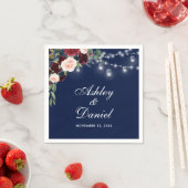 Hochzeit Wasserfarbe Burgundy Blaue Blumenlampen Serviette (Beispiel)