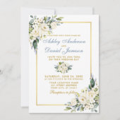 Hochzeit Wasserfarbe Dusty Blau Weißes Foto Einladung (Vorderseite)