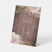 Hochzeit Wasserfarbe Romantische Rose auf rustikal Sockelschild (Vorderseite)