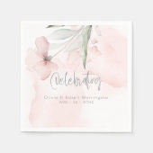 Hochzeit | Wasserfarbe Rosa Rose Napkins Serviette (Vorderseite)