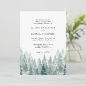 Hochzeit Wasserfarbe Rustikale Pinienwälder Grün Einladung (Stehend Vorderseite)