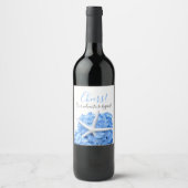 Hochzeit Wein Blue Hydrangea Starfish Cheers Label Weinetikett (Vorderseite)