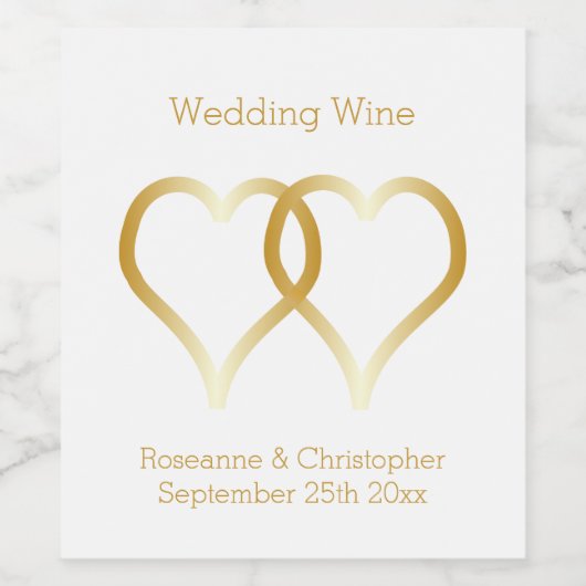 Hochzeit Wein Label Gold Herzen Weinetikett (Einzelnes Label)