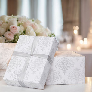Hochzeit Weiß Damast Einfache Zeitlose Eleganz Geschenkpapier