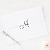 Hochzeit Weiß Grau Schwarz Custom Bride Groom Name Runder Aufkleber (Umschlag)