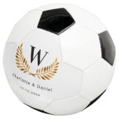 Hochzeit weiß schwarzes Gold Lorbeerkranz Monogram Fußball (Dreiviertel)