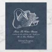 Hochzeit Weißer Schwan Navy Blauer Wein unten Weinetikett (Einzelnes Label)