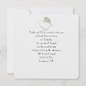 Hochzeit weißes Band Herz und Rosenbukett Einladung (Rückseite)