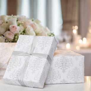 Hochzeit White Damask Simple Timeless Elegance Geschenkpapier