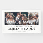 Hochzeit Willkommen Einfaches Chic Script 3 Foto C Banner (Horizontal)
