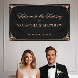 Hochzeit Willkommen Schwarz Rosa Elegant Vintag Ve Banner