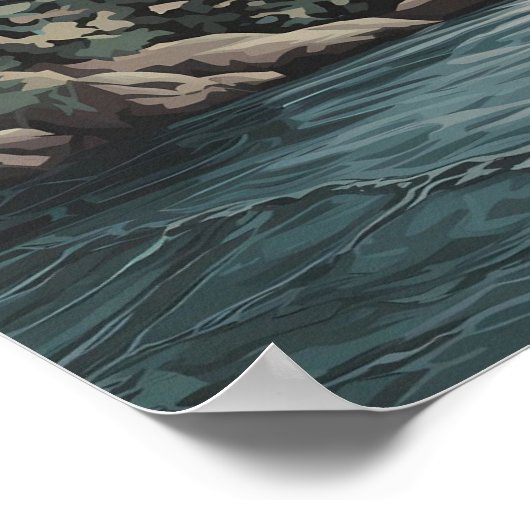 Hochzeit Willkommene Bergsee Pine Tree Wasserfarbe Poster (Ecke)