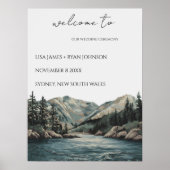Hochzeit Willkommene Bergsee Pine Tree Wasserfarbe Poster (Vorne)