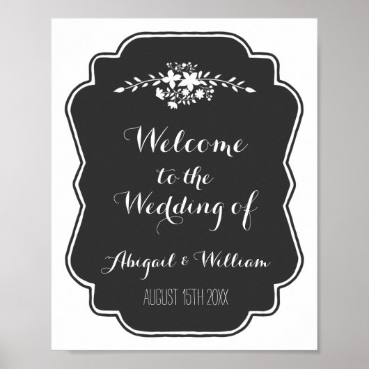 Hochzeit Willkommene Custom Sign Blumenkhalkboard Poster (Vorne)