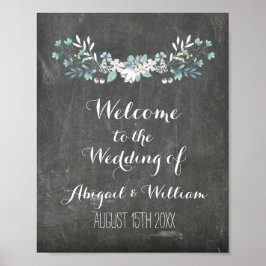 Hochzeit Willkommene Custom Sign Blumenkhalkboard Poster