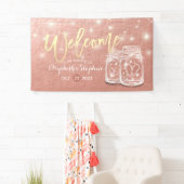 Hochzeit Willkommensmason Jars String Lights Rose Banner (Insitu)