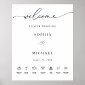 Hochzeit Willkommensschild mit Zeitplan Minimalist Poster (Vorne)