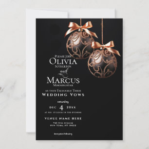 HOCHZEIT   Winter Rose Gold Onyx Baubles Einladung