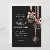 HOCHZEIT | Winterrosa und Onyx Baubles Einladung (Vorderseite)