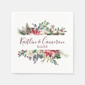 Hochzeit Winterurlaub Napkins | Burgundy Blue Serviette (Vorderseite)