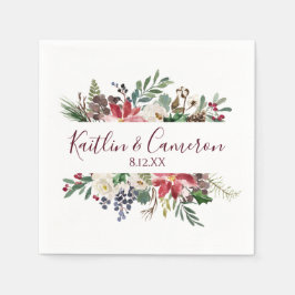 Hochzeit Winterurlaub Napkins | Burgundy Blue Serviette