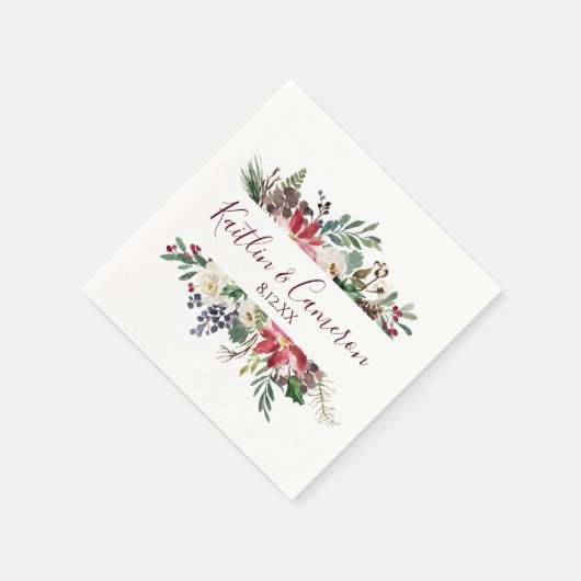 Hochzeit Winterurlaub Napkins | Burgundy Blue Serviette (Ecke)