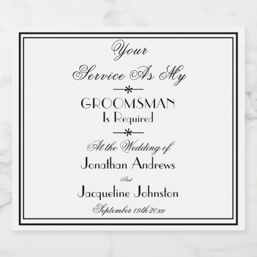 Hochzeit wird mein Trauzeuge Moderner Vorschlag se Bierflaschenetikett (Einzelnes Label)