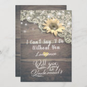 Hochzeit wirst du meine Bridesmaid-Spitz-Sonnenblu Einladung (Vorne/Hinten)