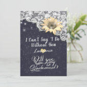 Hochzeit wirst du meine Bridesmaid-Spitz-Sonnenblu Einladung (Stehend Vorderseite)