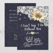 Hochzeit wirst du meine Bridesmaid-Spitz-Sonnenblu Einladung (Vorne/Hinten)