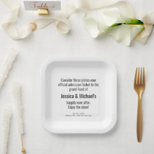 💍 Hochzeit Witze Minimalistisch Elegant Pappteller