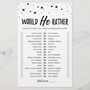 Hochzeit 'Would He Rather' editierbares Spiel