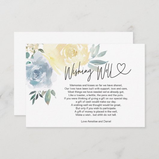 Hochzeit wünscht gut Hinweis auf Geschenke Blumenk Begleitkarte (Vorne/Hinten)