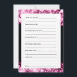 Hochzeit wünscht rosafarbene Lichter Hinweiskarte<br><div class="desc">funkelnde rosafarbene Lichter Wünsche für Braut und Bräuche / neu verheiratete Advice Cards / Brautparty Advice Cards / Wedding Advice Cards / Wedding Wish Cards - perfekt für Brautpartys und Hochzeiten.</div>