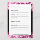 Hochzeit wünscht rosafarbene Lichter Hinweiskarte (Vorderseite)