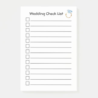 Hochzeit zum Karo Liste Diamantring Post-it Klebezettel