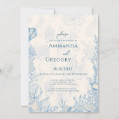 Hochzeit zum Thema Blauer Toiler Ozean Einladung (Vorderseite)