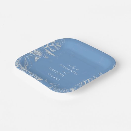 Hochzeit zum Thema Blauer Toiler Ozean Pappteller (Gewinkelt)