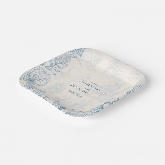 Hochzeit zum Thema Blauer Toiler Ozean Pappteller (Gewinkelt)