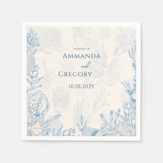 Hochzeit zum Thema Blauer Toiler Ozean Serviette (Vorderseite)